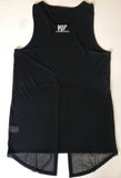 Back of hard fitness ladies vest top with split back detail. 