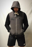 Grey/Black College style zip up Hoodie with Hard fitness logo