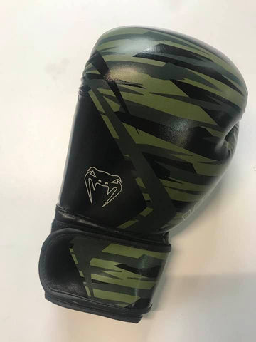 Green Camo Venum Boxing gloves with Velcro fastening