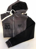 Grey and black college hoodie