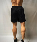 Back of Hard Fitness black men's quick dry gym shorts