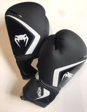Black/white venum contender gloves with Velcro fastening